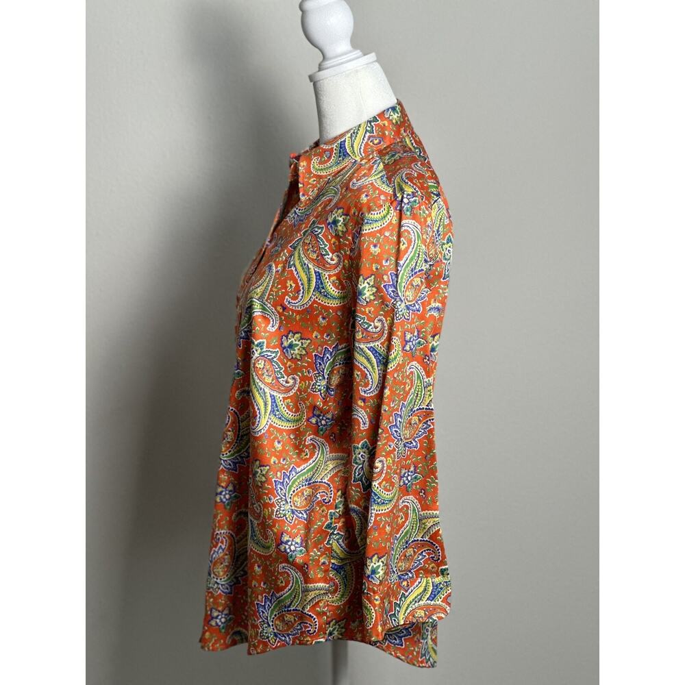 Lauren Ralph Lauren Women's Paisley Orange Paisley Long sleeve Blouse - Picture 10 of 16